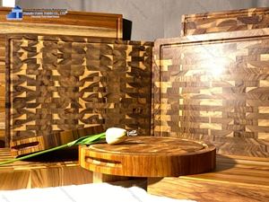 Planche à découper en bois THANH TUNG THINH, rectangulaire, rustique, faite à la main, écologique, durable, non toxique, épaisseur 2,0 cm, passe au lave-vaisselle - Product Image 5