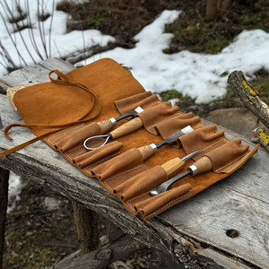 Wholesale handmade leather <b>tool</b> <b>roll</b> organizer bags supplier custom logo export quality portable storage custom export quality - Product Image 3