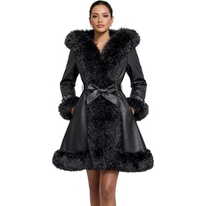 Abrigo Largo de Piel Sintética de Lujo para Mujer, Elegante Abrigo de Invierno con Cinturón, Prenda Exterior Cálida y a la Moda, Proveedor Mayorista OEM Personalizado - Product Image 4