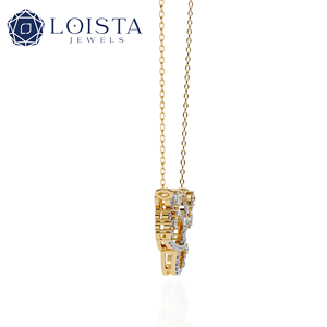 Collier en or rose LOISTA avec diamants ronds taille brillant, diamants naturels certifiés GIA, bijoux de luxe pour femmes, bijoux de mariage - Product Image 2