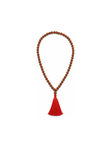 Collar Mala de 108 Cuentas de Rudraksha Natural con Borla Roja, Joyería de Meditación Anudada a Mano - Product Image 1
