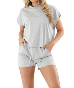 Ensemble short et t-shirt décontracté pour femme, taille haute élastique, coupe ample, imprimé, respirant et confortable, idéal pour l'été - Product Image 3