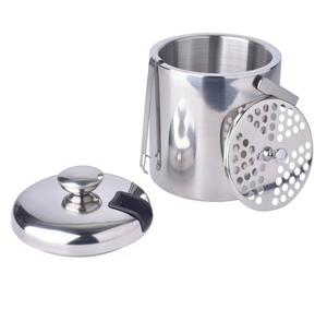 Cubos enfriadores de vino de acero inoxidable pulido a espejo, elegantes cubos de hielo de acero martillado, ¡gran oferta! - Product Image 5