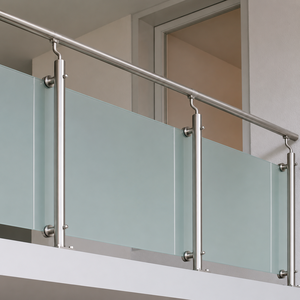 Rampe de balcon moderne en verre dépoli avec main courante en acier inoxydable pour des designs intérieurs contemporains élégants et sécuritaires - Product Image 1