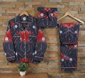 Conjunto de Pijama para Mujer, 100% Algodón Tejido, Térmico, Reversible, Estampado de Conejo Rosa y Corazón Verde Dibujado a Mano, para Primavera/Verano - Product Image 6