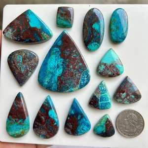 Shattuckita Natural de Formas Mixtas, Piedra Preciosa Certificada por Terceros, Efecto de Juego de Color Similar a un Amanecer en Sonora, para la Creación de Joyas - Product Image 2