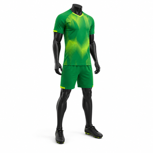 Custom Men's Green Soccer Jersey Set Short Sleeve Breathable Moisture Wicking Polyester V-Neck Athletic Fit All Seasons Letter - Product Image 2