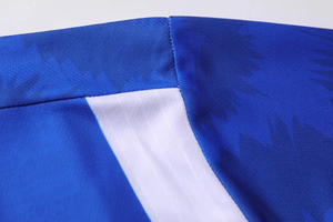 Conjunto de Uniforme de Fútbol Unisex Azul y Blanco a Rayas, Manga Corta, Pantalones Cortos, Calcetines, Espinilleras, Transpirable, Ecológico, Secado Rápido, Verano - Product Image 6
