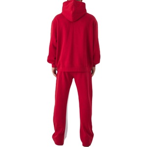 Men's Red Hooded <b>Tracksuit</b> Casual Sweatshirt Pants Set Full Length Loose Fit Side Pockets Autumn Wear - Product Image 3