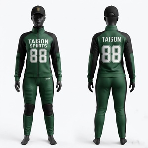 Traje de Entrenamiento de Fútbol Americano Unisex Premium, 300 GSM, Poliéster/Nylon, Forro Polar, con Capucha, Paneles Verdes y Negros, Logotipo Personalizado - Product Image 1