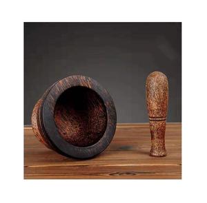 Mortier et pilon en bois pour épices, herbes et médicaments, ensemble de deux pièces - Product Image 4