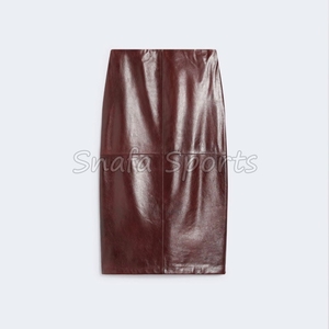 Jupe Courte Décontractée en Cuir Véritable pour Femme, Teinte Unie, Non Tissée, Élégante, Confortable, Écologique, Coupe Trapèze, Naturelle - Product Image 5