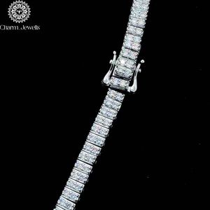 Charm_Jewells Moissanite <b>Necklace</b> 925 Silver Rhodium Plated Baguette Cut Channel Setting Luxury Unisex <b>Chain</b> - Product Image 4