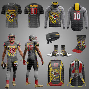 Uniforme de football américain imprimé sur mesure avec logo personnalisé, tissu durable 100% polyester respirant et à séchage rapide, coupe confortable - Product Image 2