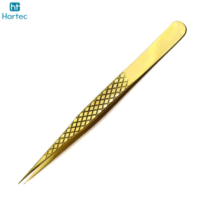 1 Pcs Gold Color Stainless Steel Straight Fiber Tip, Eyelash Extension Tweezers Eyelash Extension Tweezers Makeup Tools - Product Image 2