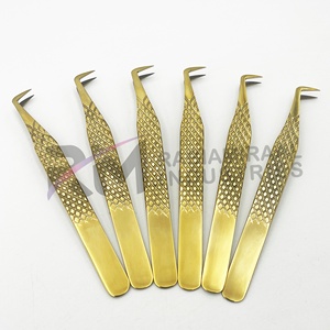 Pince à épiler japonaise RMI en acier inoxydable couleur or plasma pour extensions de cils, pointe en fibre et lisse, fournitures personnalisées avec logo, vente en gros - Product Image 3