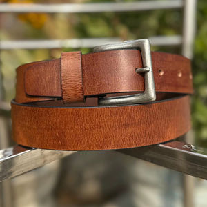 Cinturón Casual Vintage de Cuero Vacuno Genuino Hecho a Mano para Hombre, Diseño Bordado con Hebilla de Cobre Estilo Western - Product Image 1