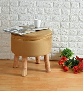 Pouf ottoman pour salon, repose-pieds |   Petit pouf en velours |   Pieds en bois massif |   Repose-pieds moelleux pour la maison, la chambre à coucher - Product Image 1