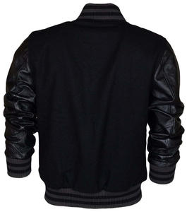 เสื้อแจ็คเก็ตวาร์ซิตี้ชาย แขนหนัง ย้อมสีพื้น พร้อมบริการ OEM - Product Image 2