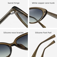 Lunettes de soleil œil de chat pour femmes en gros, protection UV400, monture grise classique, verres dégradés violets, personnalisables OEM, lunettes de mode, faible MOQ