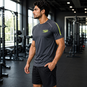 T-shirt de sport ajusté pour homme 2026 – 86 % polyester, 14 % élasthanne – Doux, séchage rapide, respirant, logo personnalisable – Course à pied - Product Image 3