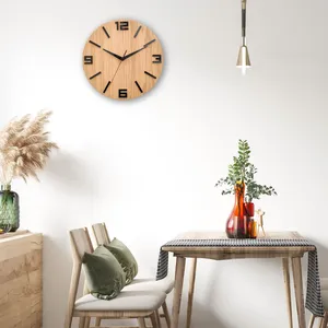 Premium Natural Wooden <b>Clock</b> Wholesale Price Stylish <b>Wall</b> <b>Clock</b> for Living Room <b>Bedroom</b> Office and Decoration - Product Image 2