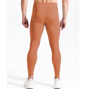 Leggings de sport pour homme, coupe slim, couleur unie, respirant, taille élastique, longueur genou, coton et fibre de bambou, pour la course à pied et l'entraînement - Product Image 2