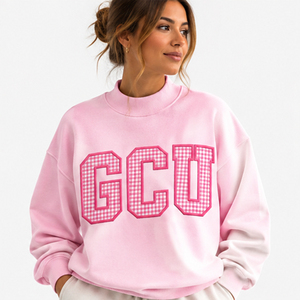 Sweat-shirt à col ras du cou surdimensionné pour femme avec imprimé lettres GCU, sweat-shirt à col montant premium pour femme, pull en molleton à col haut avec imprimé graphique surdimensionné - Product Image 3