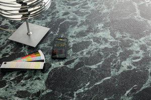 Losa Sinterizada Laminam Italia 1200x3000, Piedra Artificial Verde Alpi Martillada, 5mm, Directo de Fábrica, Personalizada para Dormitorio y Exterior - Product Image 2