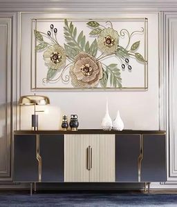 Contemporary Metal Wall Art Floral Botanical Rectangle Handmade Decorative Hanging Accent - Product Image 5