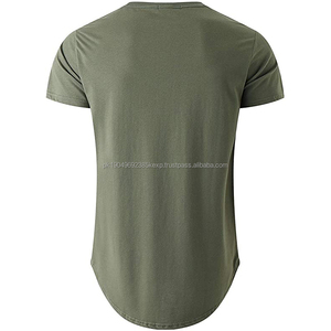 Custom <b>Mens</b> 100% Cotton Hipster Hip Hop <b>Longline</b> Crewneck T-<b>Shirt</b> - Product Image 2