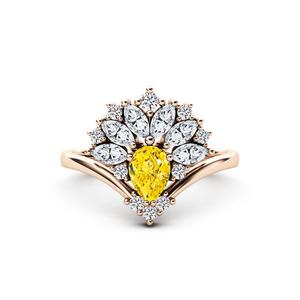 925 Argent Sterling Belle Naturelle Poire Jaune Moissanite Bague de Fiançailles Boutique de Bijoux Grossiste Maintenant au Coût D'usine - Product Image 5