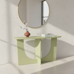 MESA DE CONSOLA/MESITA DE APORTE con Madera de Caucho Duradera y Chapa de Roble MDF para Comedor y Restaurante, Decoración del Hogar, Color VERDE - Product Image 6