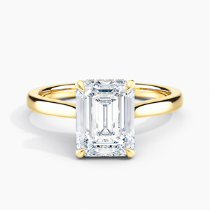 Bague de fiançailles classique en or 18 carats avec diamant de laboratoire taille émeraude de 2,00 carats, clarté VVS2, couleur F, style halo caché IGI - Product Image 1