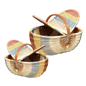 Panier de pique-nique en rotin naturel personnalisable, panier de récolte, panier de rangement alimentaire, panier en osier fait main, décoration intérieure, aménagement et rangement de la maison - Product Image 1