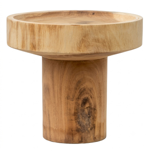 Table d'appoint moderne en bois massif de Suar avec piétement, finition naturelle, table basse durable pour hôtel, villa, salon - Product Image 2