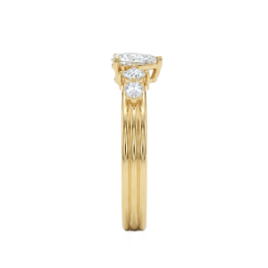 Nouvelle Arrivée Bague de Fiançailles Minimaliste en Or Massif 14K avec Diamant de Laboratoire Poire et Princesse, Sertie à Griffes et Grappe Multi-Pierres - Product Image 4