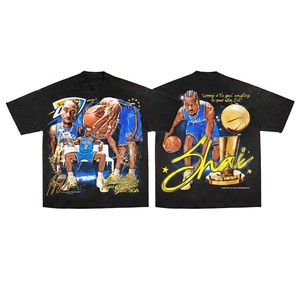 T-shirt de basketball Thunder pour homme, noir, manches courtes, imprimé, style streetwear, jersey en coton épais, col rond, coupe décontractée - Product Image 3