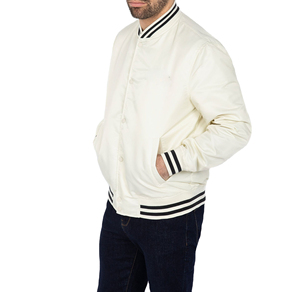 แจ็คเก็ตเบสบอล Letterman Varsity คุณภาพดี ขายส่ง ปักโลโก้ตามสั่ง แขนเสื้อ PU สำหรับฤดูใบไม้ร่วง ผู้ชาย สั่งทำแบรนด์ได้ บริการ OEM - Product Image 4