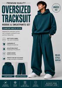 Ensemble de survêtement unisexe premium délavé à l'acide, comprenant un sweat à capuche oversize et un pantalon de jogging, style streetwear et sportswear décontracté - Product Image 5