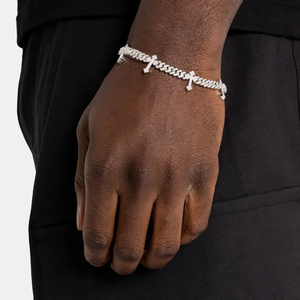 Bracelet unisexe en argent 925 avec pendentif croix en moissanite, style hip-hop, tendance, plaqué argent, à porter au quotidien - Product Image 1