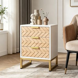 Tables de chevet modernes minimalistes du milieu du siècle en chêne avec pieds réglables, tables de nuit en bois massif pour chambre à coucher, application domestique - Product Image 6