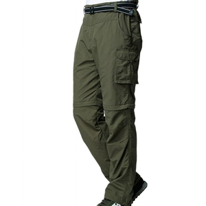 Pantalones Cargo Verde Oliva para Hombre, Estilo Workwear, Frente Plano, Múltiples Bolsillos, Cintura Elástica - Product Image 1
