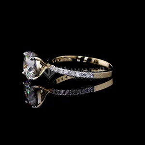 2CT Round Lab Grown Diamond 925 Sterling <b>Silver</b> <b>Solitaire</b> Engagement <b>Ring</b> with Pav Band for Women-Anniversary & Party Gift - Product Image 4