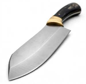 Cuchillo de Chef de Hoja Fija Hecho a Mano, Cuchillo de Carnicero de Alta Resistencia, Cuchillo de Cocina para Rebanar, con Empuñadura Negra y Refuerzo de Latón - Product Image 6
