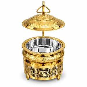 Recipiente para Buffet Estilo Art Deco Dorado, de Acero Inoxidable, para Servir en Mesa Redonda, para Catering y Restaurantes, MORADABAD HOTELWARE MHCD00280 - Product Image 5