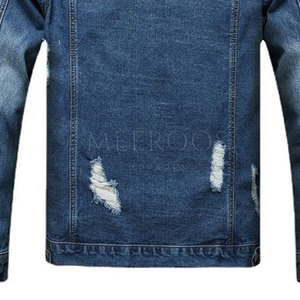 Men Distressed Jeans <b>Trucker</b> <b>Jacket</b> Casual Washed Jeans <b>Jacket</b> OEM Custom Logo In Adult Size - Product Image 5