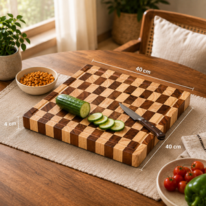 Planche à découper en bois d'acacia massif, écologique, 4 cm d'épaisseur, pour la préparation de la viande et des légumes en cuisine - Product Image 3