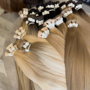 Cheveux humains vierges vietnamiens en vrac Rusahair, blonds, lisses, super double drawn, non-permés, à bandes adhésives, 100g/5g, pour salon de coiffure - Product Image 1