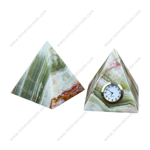Triangle Marble Desk <b>Clock</b> With Quartz <b>Movement</b> Modern Decorative Multi-Green Onyx <b>Clock</b> Timepiece For Home Decoration - Product Image 2